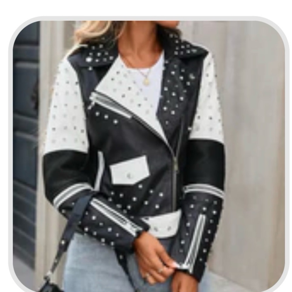 Studded Black and White Women's Jacket